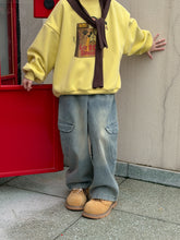 將圖片載入圖庫檢視器 2025D192SE-冬季韓版狗狗印花字母休閒加絨圓領上衣
