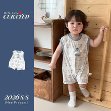 將圖片載入圖庫檢視器 629131LS-夏季｜格子立體玩偶｜男童無袖連身爬服
