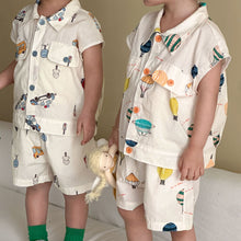 將圖片載入圖庫檢視器 XZ260923TG-夏季純棉襯衫短褲套裝
