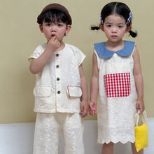 將圖片載入圖庫檢視器 XZ260934TG-夏季｜純棉刺繡｜背心連衣裙套裝
