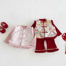 將圖片載入圖庫檢視器 ZDY5629SE-冬季中國風復古提花加厚夾棉馬甲背心&amp;針織上衣
