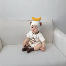 Load image into Gallery viewer, 51408LS-Summer short-sleeved little monkey eating banana shape bodysuit + hat 
