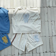 Load image into Gallery viewer, Y8516TG-Summer cute bear print cotton top + shorts set 
