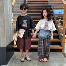 Load image into Gallery viewer, 2025X121SE-Summer Korean version of cartoon bear short-sleeved tops for boys and girls 
