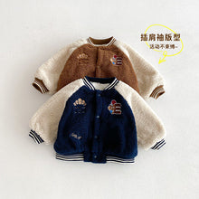 Load image into Gallery viewer, ZDW5283SE-冬季拼色羊羔絨棒球外套
