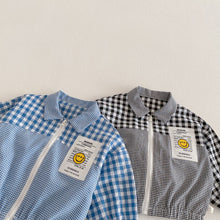 將圖片載入圖庫檢視器 ZCW6181SE-春季笑臉格紋拼接外套
