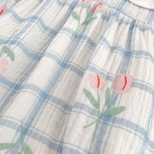 Load image into Gallery viewer, H10817LS-秋季刺繡翻領格紋連身衣
