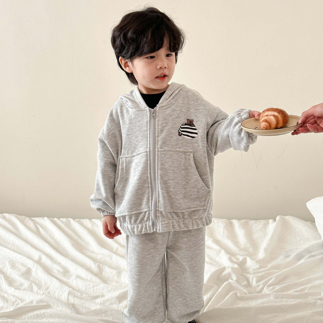 C83663TG- Spring boys and girls hooded sports sweatshirt two-piece set