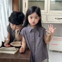 Load image into Gallery viewer, 26X05SE-夏季｜格子襯衫｜兒童無袖背心組
