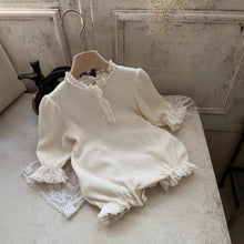 將圖片載入圖庫檢視器 Y9603LS-春夏季嬰兒蕾絲蕾絲領三粒扣包屁衣
