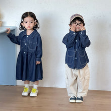 Load image into Gallery viewer, CW260700DS-春秋牛仔洋裝｜兄妹風襯衫裙
