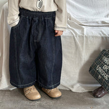 Load image into Gallery viewer, 25Q09PA-春季拼接寬鬆直筒牛仔長褲
