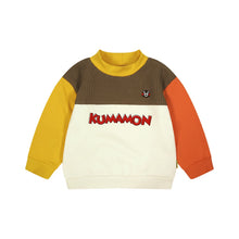 Load image into Gallery viewer, JX3212SE-Autumn and winter knitted stitching plus velvet high collar contrast color loose top 
