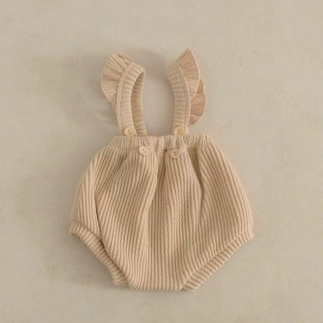 Y5404LS-Adjustable wood ear ribbed bib pants + headband + hat 
