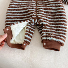 將圖片載入圖庫檢視器 ZDL5014LS冬季條紋加絨連身衣｜米粒絨爬服
