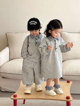 將圖片載入圖庫檢視器 CQ260851TG-春秋季格子翻領運動兩件套&amp;連衣裙
