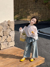 Load image into Gallery viewer, OPC2624PA-春季女童百搭假兩件裙擺牛仔長褲

