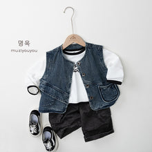 將圖片載入圖庫檢視器 26022SE-春季韓版百搭牛仔馬甲背心
