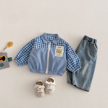 將圖片載入圖庫檢視器 ZCW6181SE-春季笑臉格紋拼接外套
