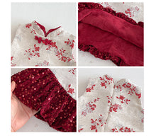 將圖片載入圖庫檢視器 ZDQ5633DS冬季碎花拜年洋裝｜中國風加絨禮服裙
