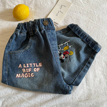 將圖片載入圖庫檢視器 70025PA-秋季男女童卡通刺繡百搭休閒牛仔褲
