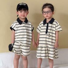 Load image into Gallery viewer, XZ260962TG-夏季｜條紋POLO｜短褲套裝
