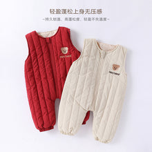 將圖片載入圖庫檢視器 D24533LS-冬季刺繡拉鍊無袖背心連體爬服
