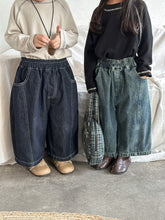 Load image into Gallery viewer, 25Q09PA-春季拼接寬鬆直筒牛仔長褲
