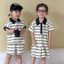 Load image into Gallery viewer, XZ260962TG-夏季｜條紋POLO｜短褲套裝
