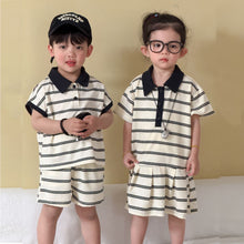 Load image into Gallery viewer, XZ260962TG-夏季｜條紋POLO｜短褲套裝
