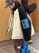 將圖片載入圖庫檢視器 2025D221SE-冬季韓版菱形壓紋拼接袖保暖外套
