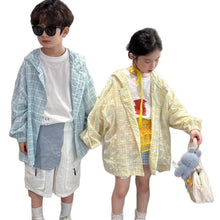 Load image into Gallery viewer, 2025X122SE-Summer Korean plaid hooded sun protection clothes for boys and girls 

