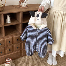 將圖片載入圖庫檢視器 ZDL5014LS冬季條紋加絨連身衣｜米粒絨爬服
