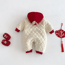 將圖片載入圖庫檢視器 ZDL5607LS-冬季拜年連身衣｜拼色連帽加絨款
