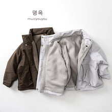 將圖片載入圖庫檢視器 25233SE-冬季兒童加絨拉鍊可拆帽戶外衝鋒衣
