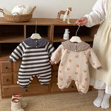 將圖片載入圖庫檢視器 ZDL5184LS-冬季條紋羊駝絨加絨連體爬服
