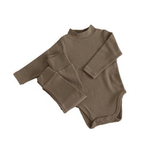 Load image into Gallery viewer, Y8453LS-Autumn A-type cotton mid-neck bodysuit + high waist belly protection leggings + hat set 
