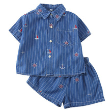 將圖片載入圖庫檢視器 XQ260928TG-夏季｜牛仔短袖｜兄妹套裝
