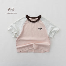 Load image into Gallery viewer, 26137SE-夏季｜純棉撞色｜兒童插肩袖短袖T恤
