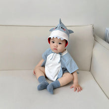 Load image into Gallery viewer, 51401LS-Summer Korean shark shape short-sleeved hooded sweater 
