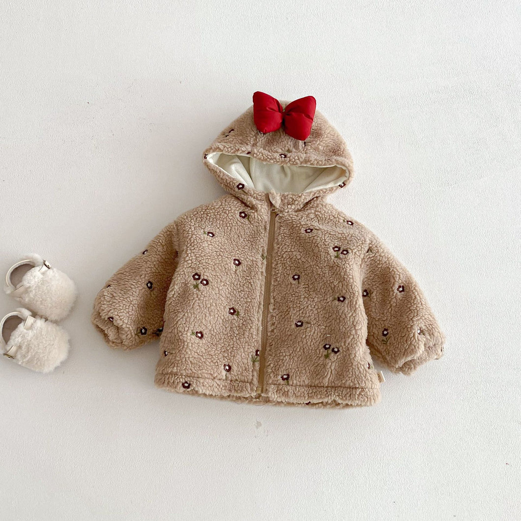 ZDW5272SE-冬季加厚蝴蝶結小花刺繡棉服外套