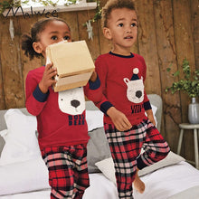 Load image into Gallery viewer, 8755JG-Autumn Bear Christmas Casual Long Sleeve Plaid Two-piece Suit 
