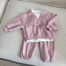 將圖片載入圖庫檢視器 CZ260849TG-春秋季假兩件運動休閒兩件套
