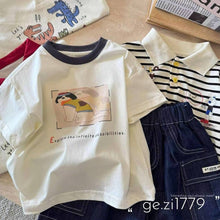 將圖片載入圖庫檢視器 61603SE-夏季兒童卡通拼色純棉半袖T
