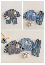 將圖片載入圖庫檢視器 ZCW6181SE-春季笑臉格紋拼接外套
