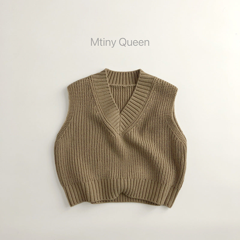 23B26SE-春秋粗針V領復古馬甲