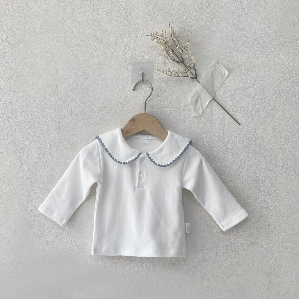 Y7447SE-Autumn A-type cotton shirt collar long-sleeved top 