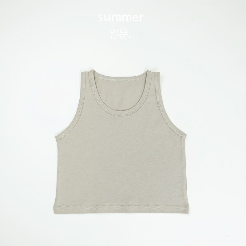 1535SE-夏季日系女童純色跨欄背心