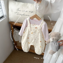 Load image into Gallery viewer, 2403817TG-秋季韓版嬰幼兒木耳邊上衣+燈心絨可愛吊帶褲【兩件套】
