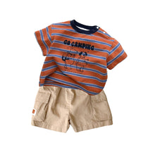 將圖片載入圖庫檢視器 M627050TG-夏季｜條紋工裝｜短褲套裝
